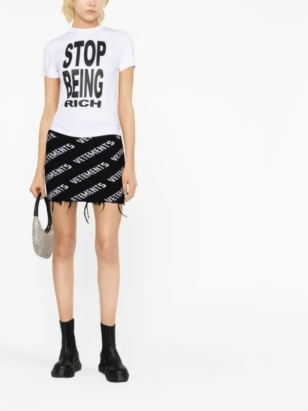 vetements Tshirtシャツ　stop being rich VETEMENTS Slogan Print T-shirt | White | FARFETCH