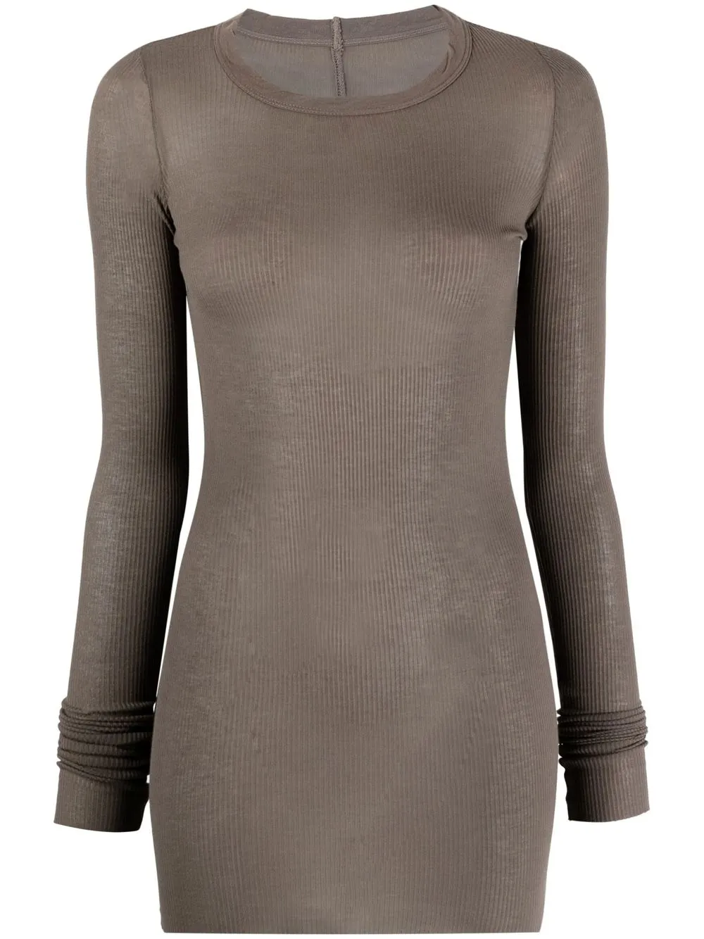 

Rick Owens round neck long-sleeved knitted dress - Brown