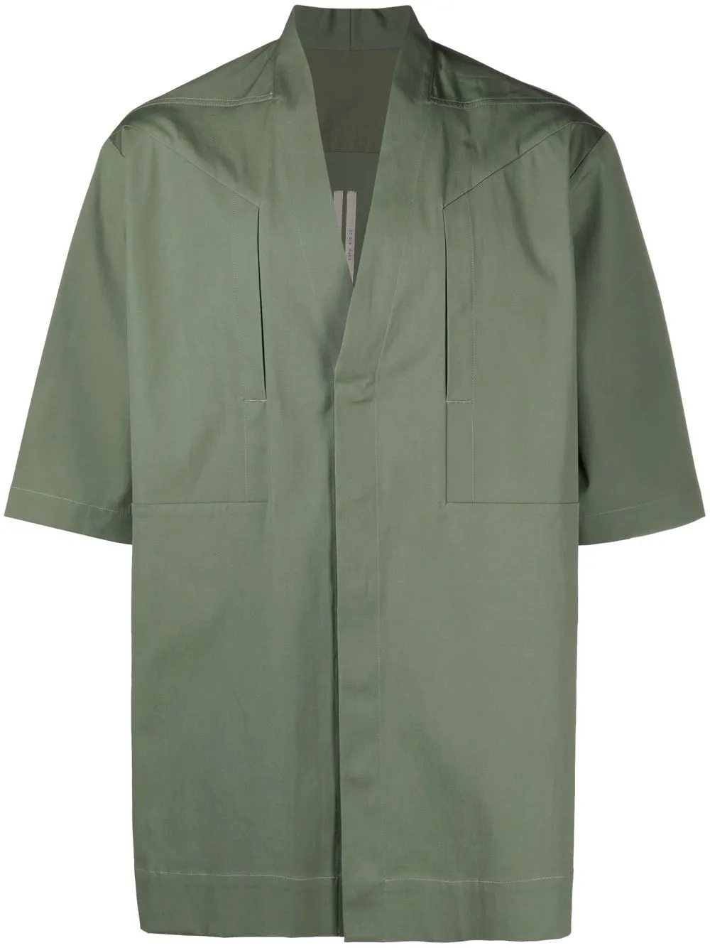 Rick Owens V-neck Button-down Shirt In Green