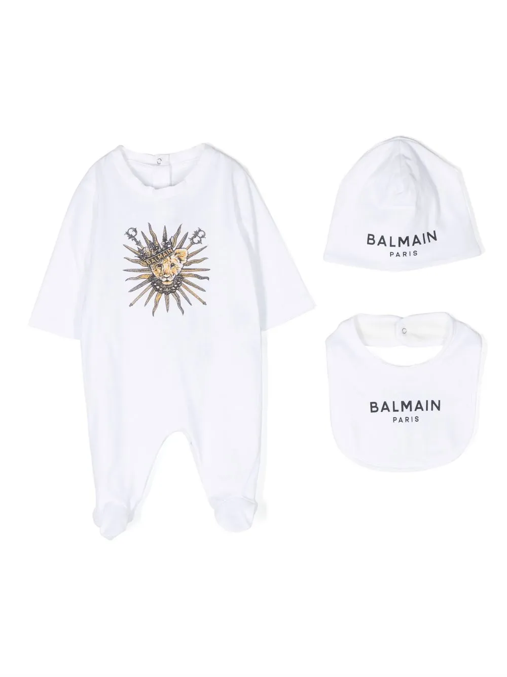 

Balmain Kids tiger-print detail babygrpw set - White