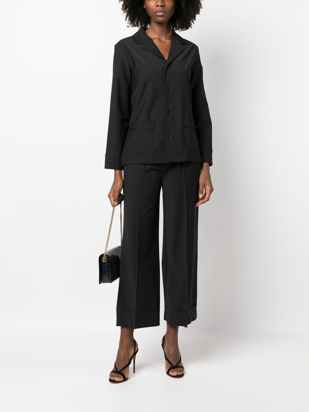 Shop D4.0 Cropped Tailored Suit Trousers In Schwarz