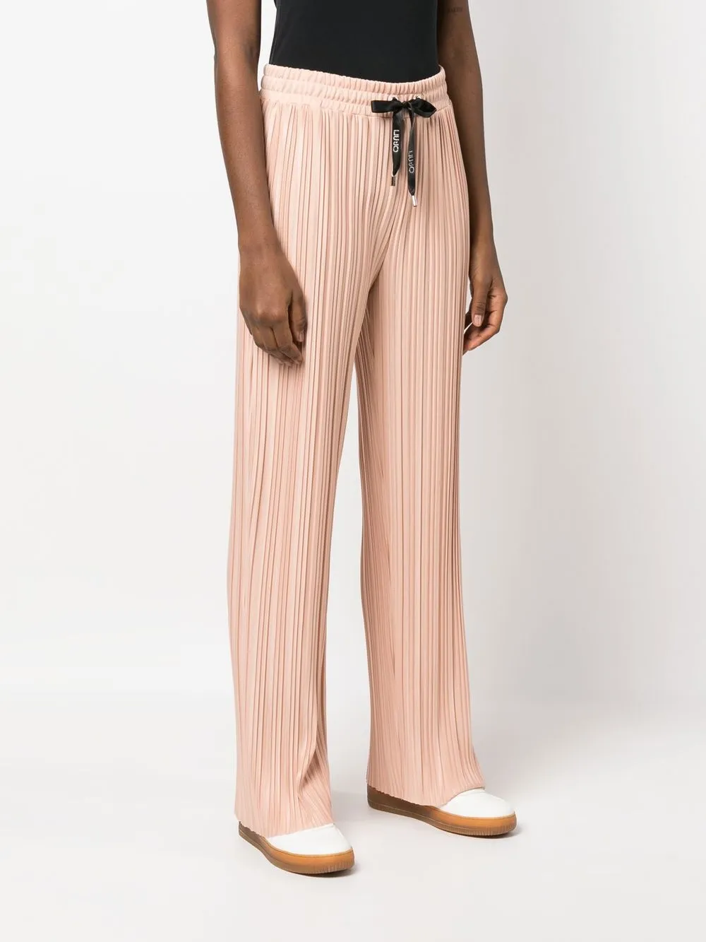 Shop Liu •jo Pleated Drawstring Trousers In Nude