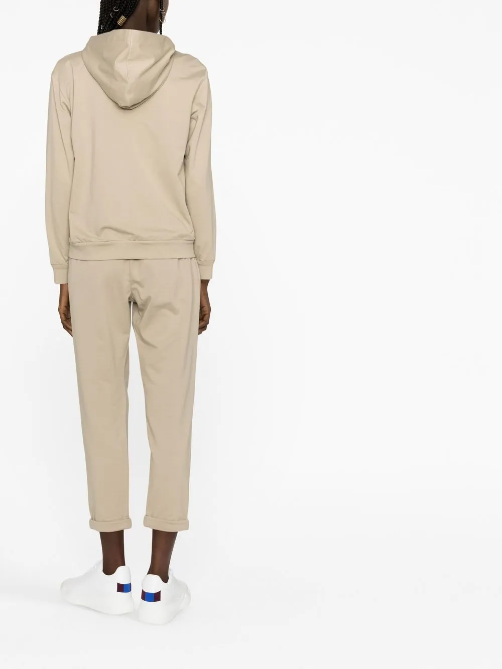 Brunello Cucinelli Embellished Cotton And Silk Hoodie In Nude