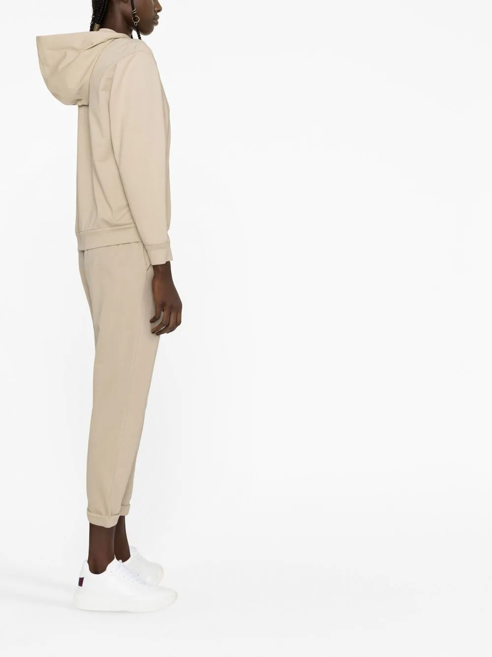 Brunello Cucinelli Embellished Cotton And Silk Hoodie In Nude