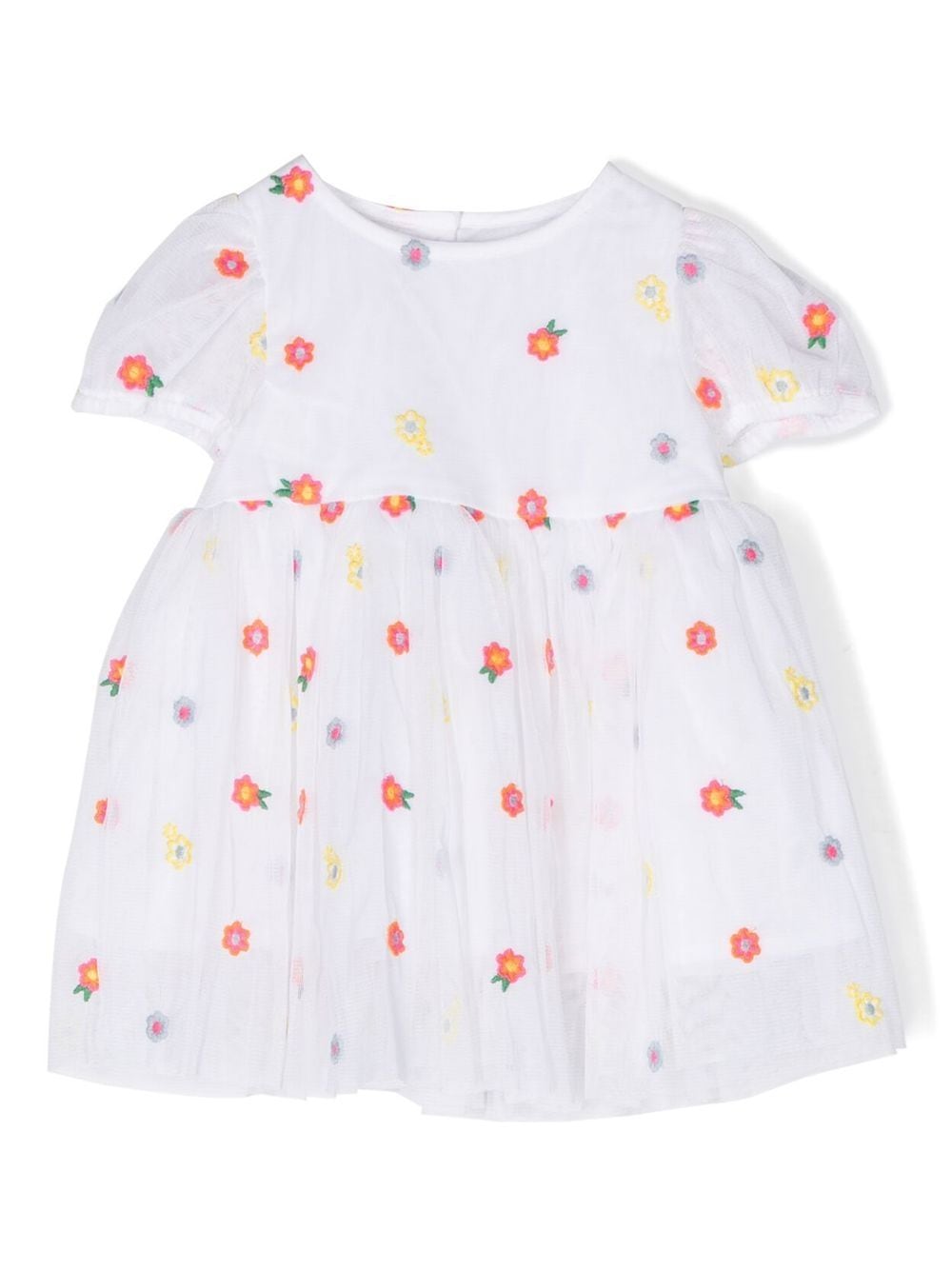 Stella Mccartney Babies' Floral-embroidery Ruffled Dress In White