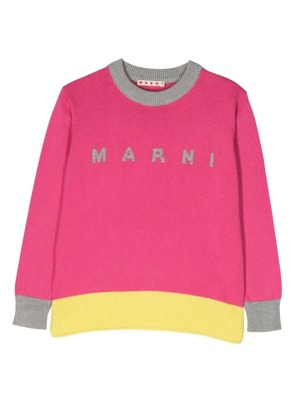 

Marni Kids logo-intarsia colour-blocked jumper - Pink