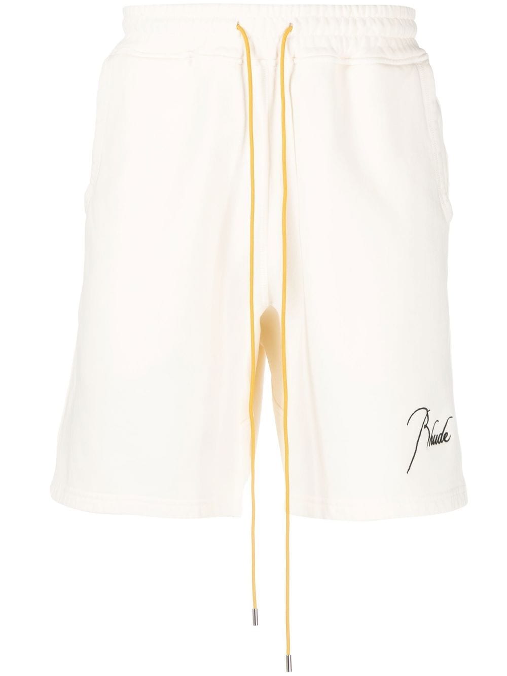 Shop Rhude Logo-embroidered Track Shorts In White