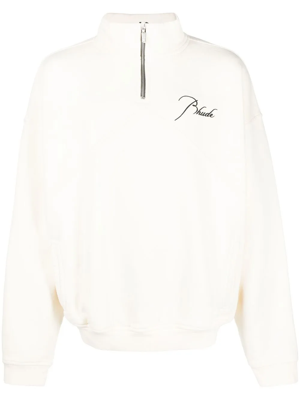 

Rhude logo-embroidered half-zip jumper - White