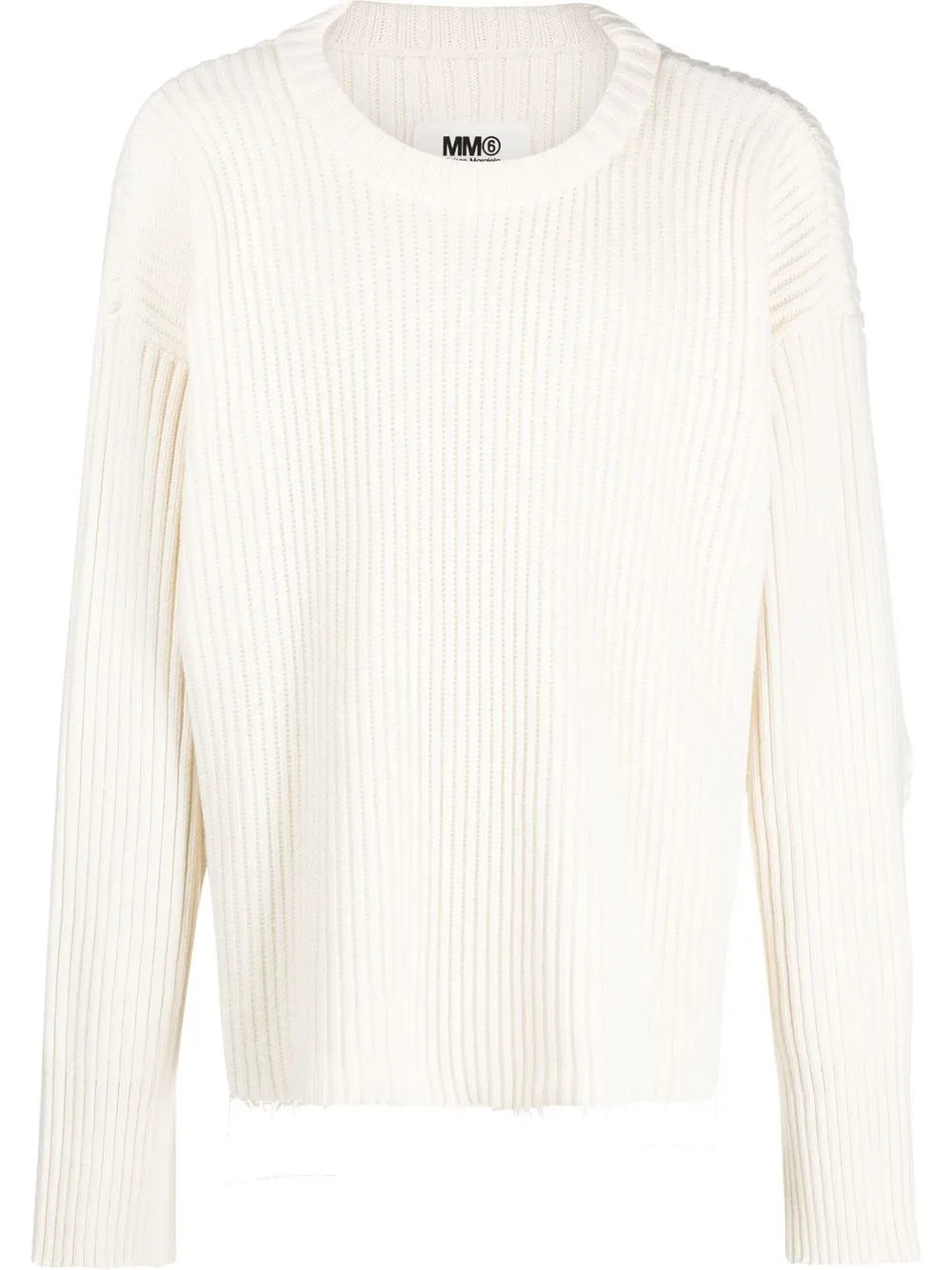 

MM6 Maison Margiela distressed-finish long-sleeved jumper - White