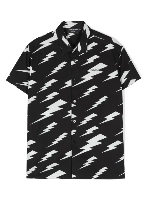 Neil Barrett Kids thunderbolt-print cotton shirt