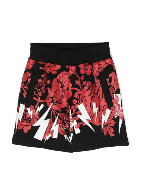 Neil Barrett Kids logo-print floral shorts