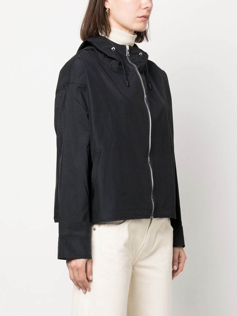 Shop Yves Salomon Zip-up Hooded Jacket In Blue