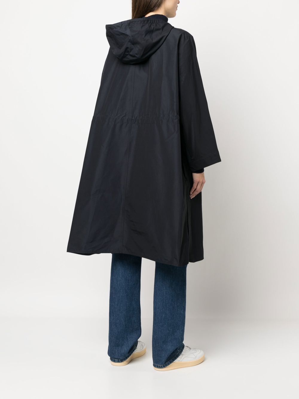 Shop Yves Salomon Drawstring Waist Raincoat In Blue
