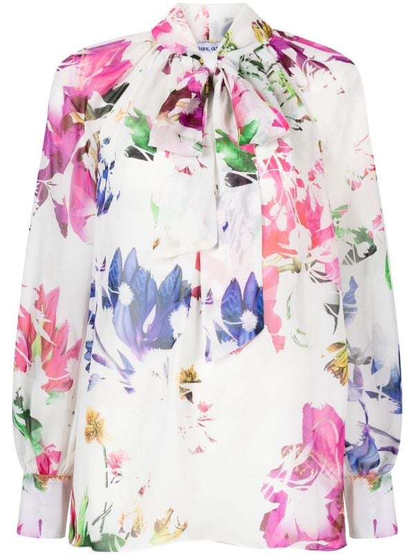 Prabal Gurung Floral pussy bow Blouse Farfetch