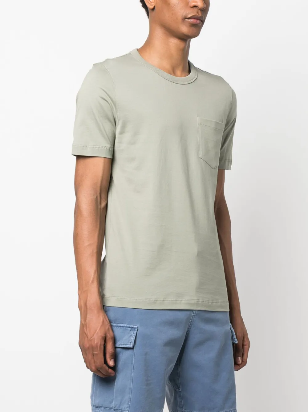 Brunello Cucinelli Chest-pocket Cotton T-shirt In Green