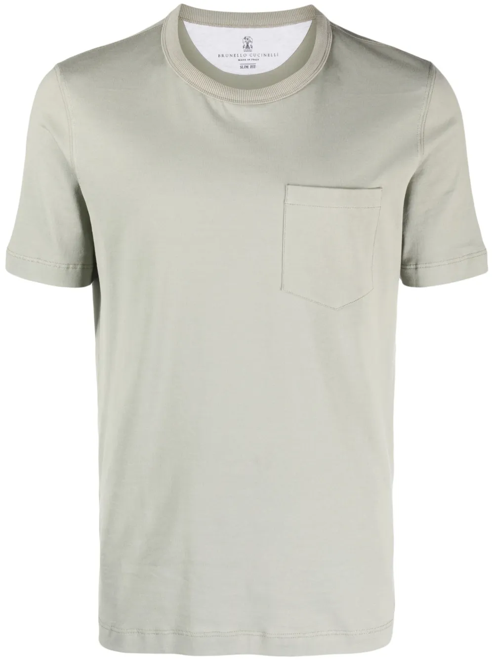 Brunello Cucinelli Chest-pocket Cotton T-shirt In Green