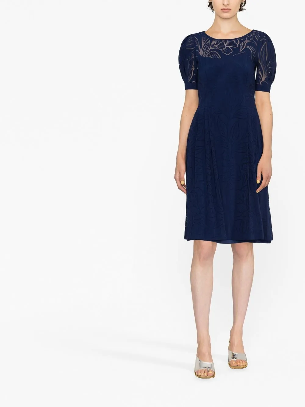Alberta Ferretti Midi-jurk met bloemenprint - Blauw