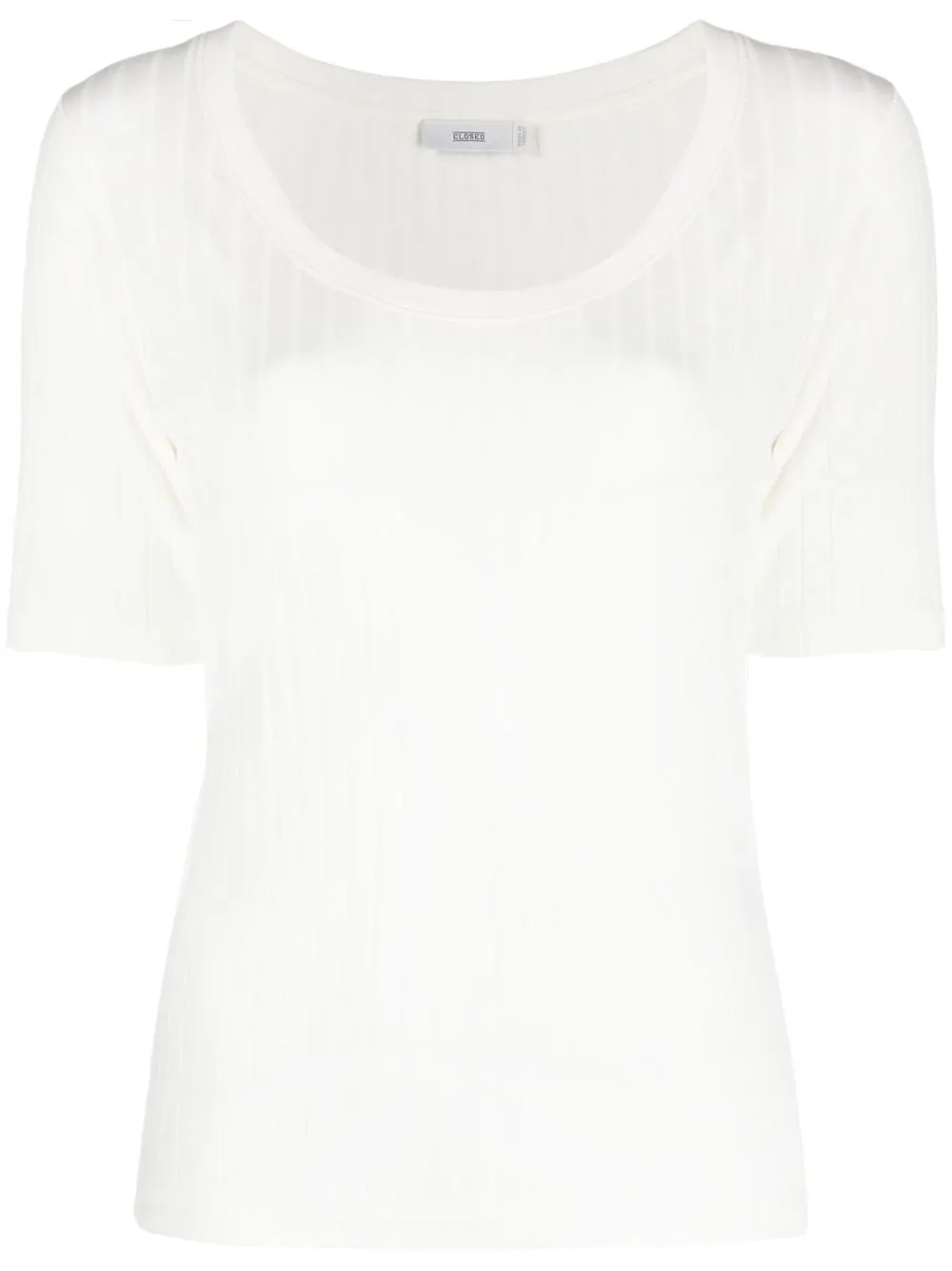 

Closed ribbed scoop-neck T-shirt - White