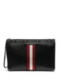 Bally leather striped clutch bag - Black