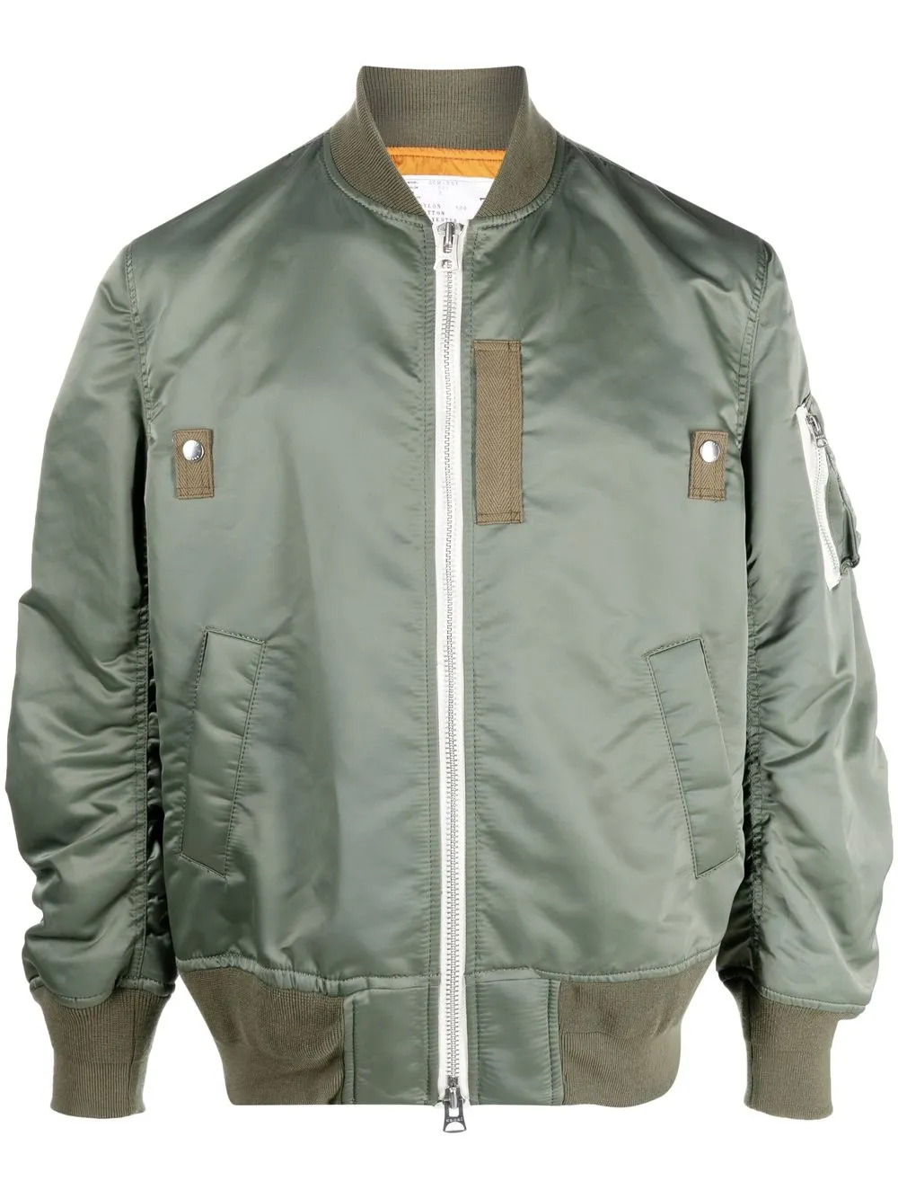 Shop Sacai Baseball-collar Bomber Jacket In Green