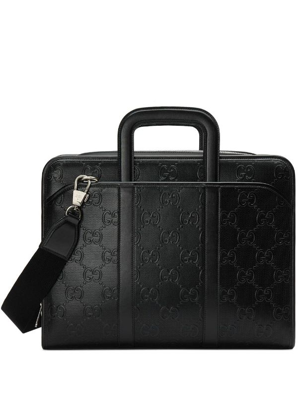 Gucci GG Embossed Leather Briefcase - Farfetch