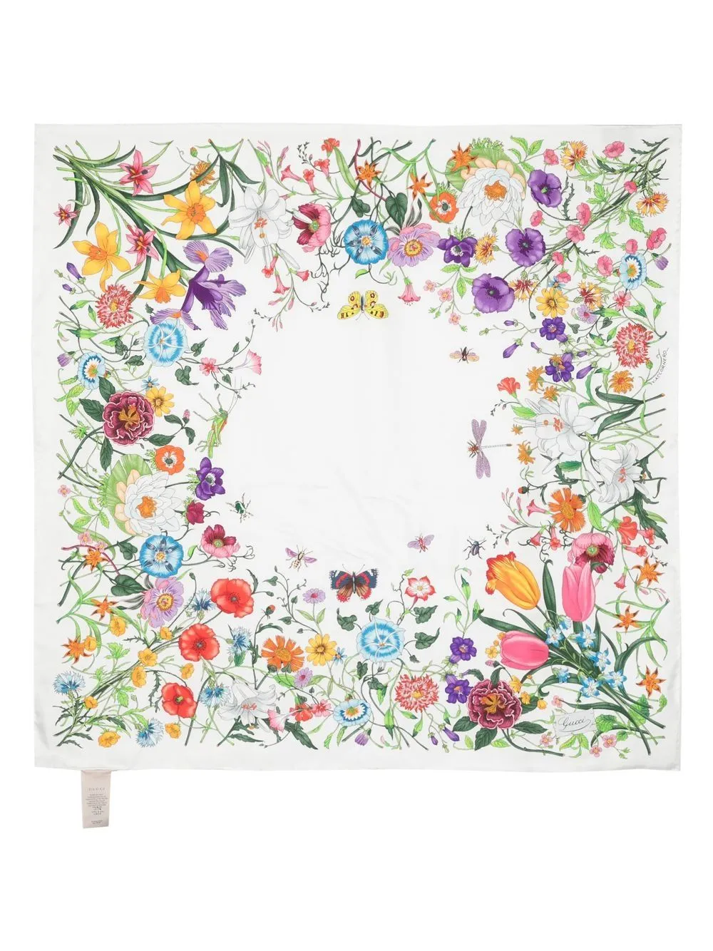 Gucci flora-print silk carré scarf | White | Image 1