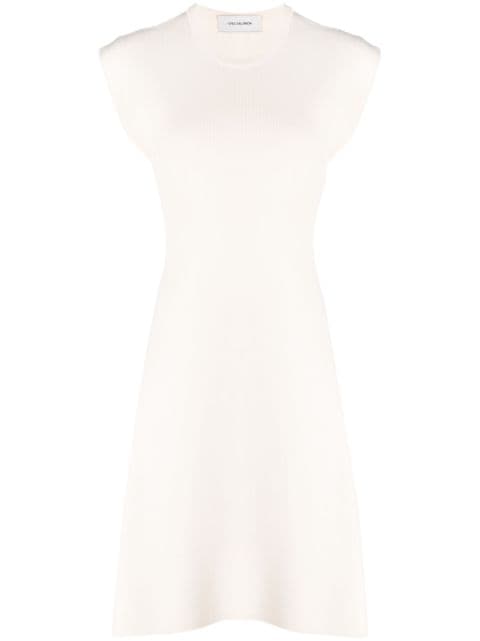 Yves Salomon فستان ميني بحياكة مضلعة دقيقة وبدون أكمام