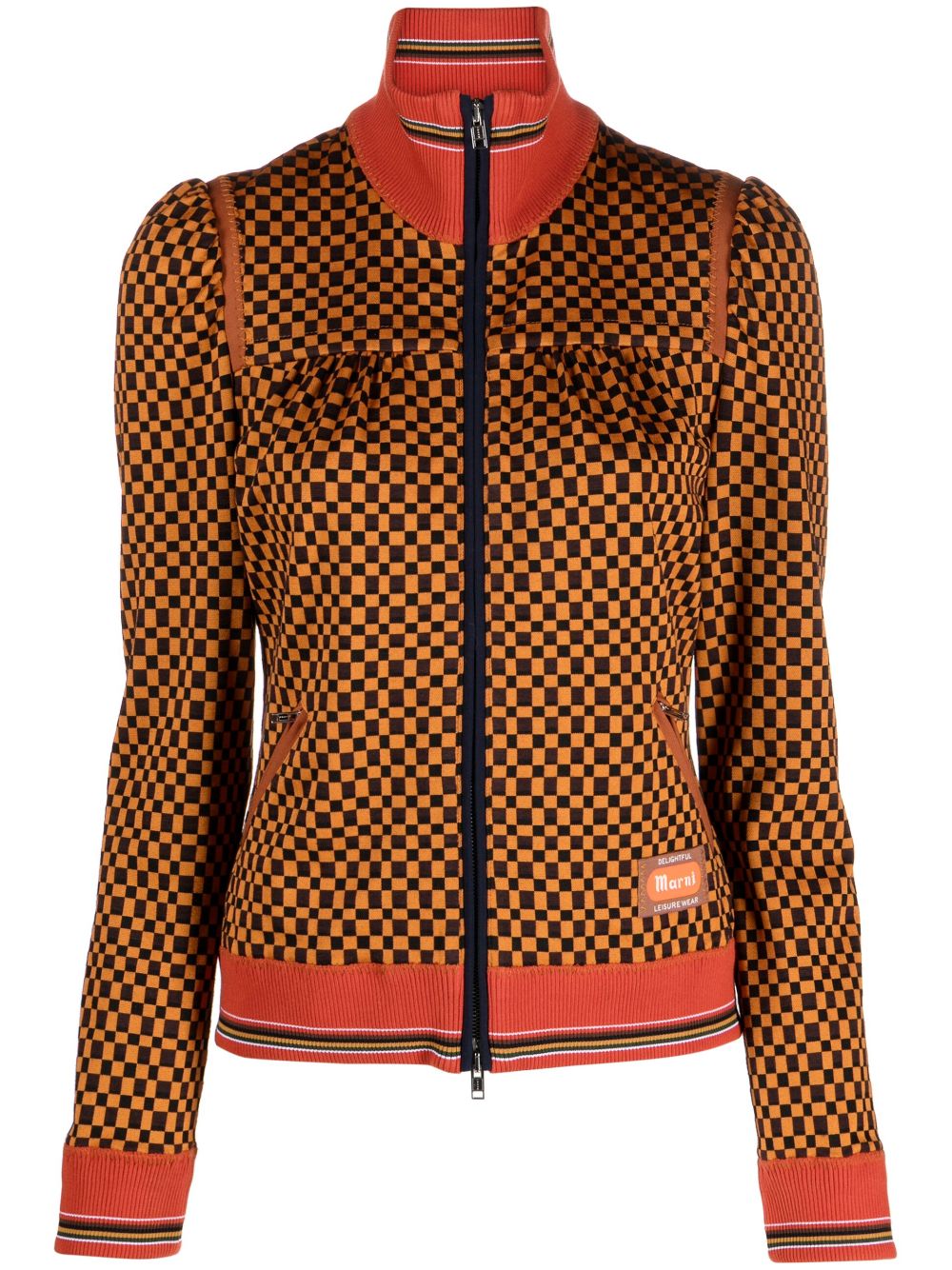 MARNI ORANGE ALKENGI CHECKERED TRACK JACKET SIZE 44– WEARHOUSE