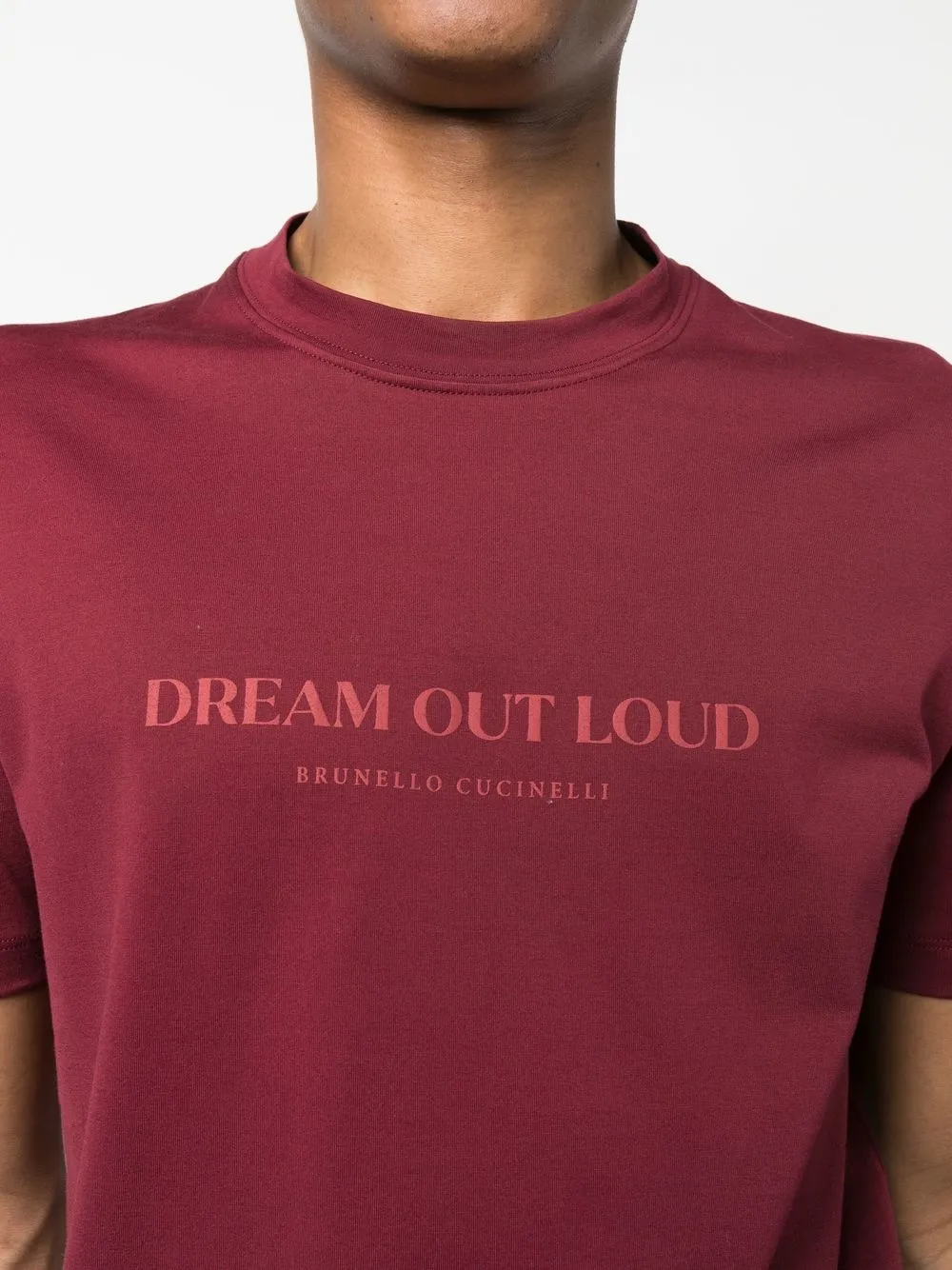 Brunello Cucinelli Slogan-print Cotton T-shirt In 红色