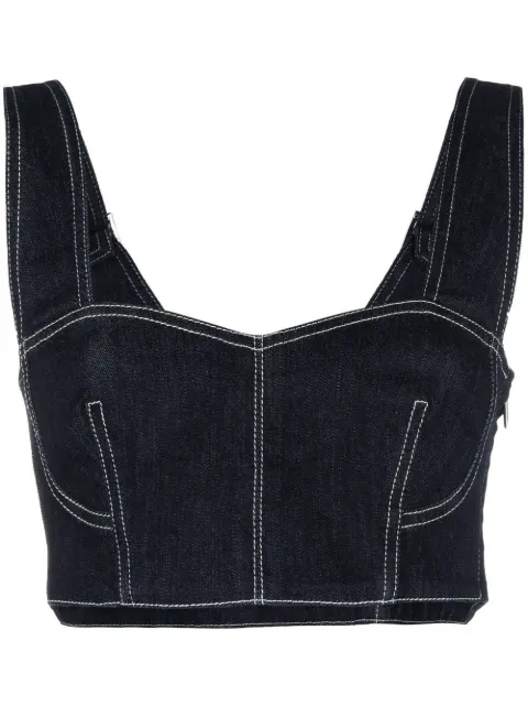 Alberta Ferretti top corto estilo bustier con costuras en contraste