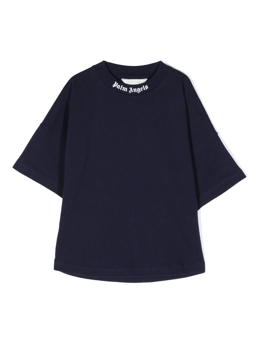Shop Palm Angels Logo-print Short-sleeve T-shirt In Blue