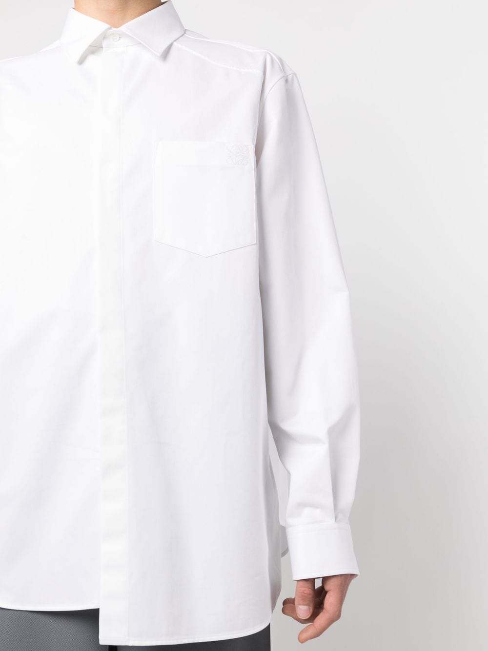 Shop Loewe Asymmetric Cotton Long-sleeve Shirt In White
