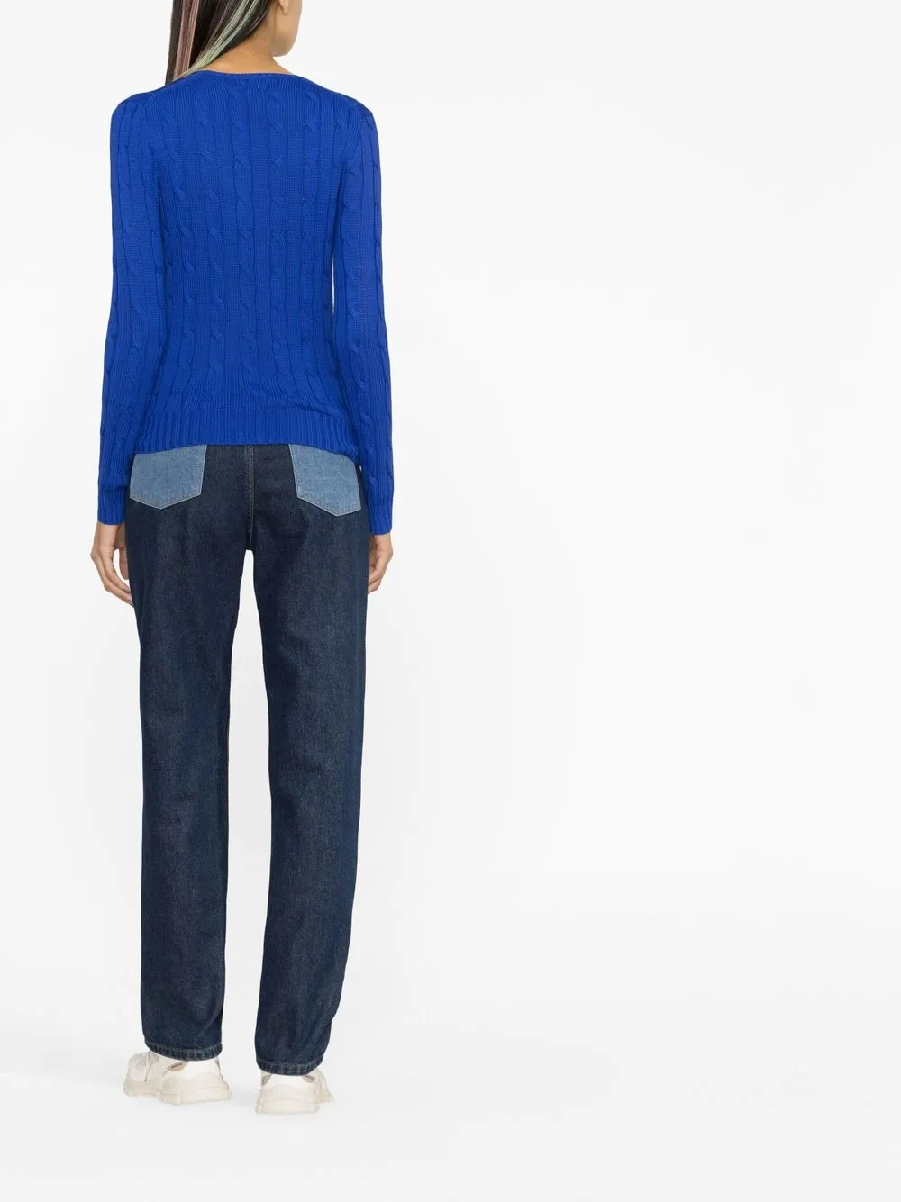 Shop Polo Ralph Lauren Polo Pony Cable-knit Jumper In Blue