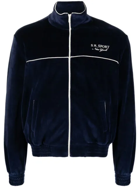 Sporty & Rich logo-embroidered zipped sweatshirt
