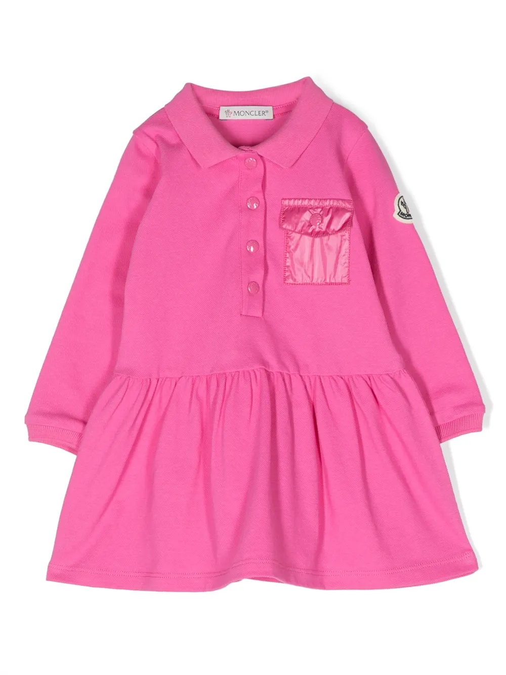 moncler enfant robe évasée à col polo - rose