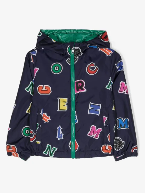 Moncler Enfant letters padded hooded jacket