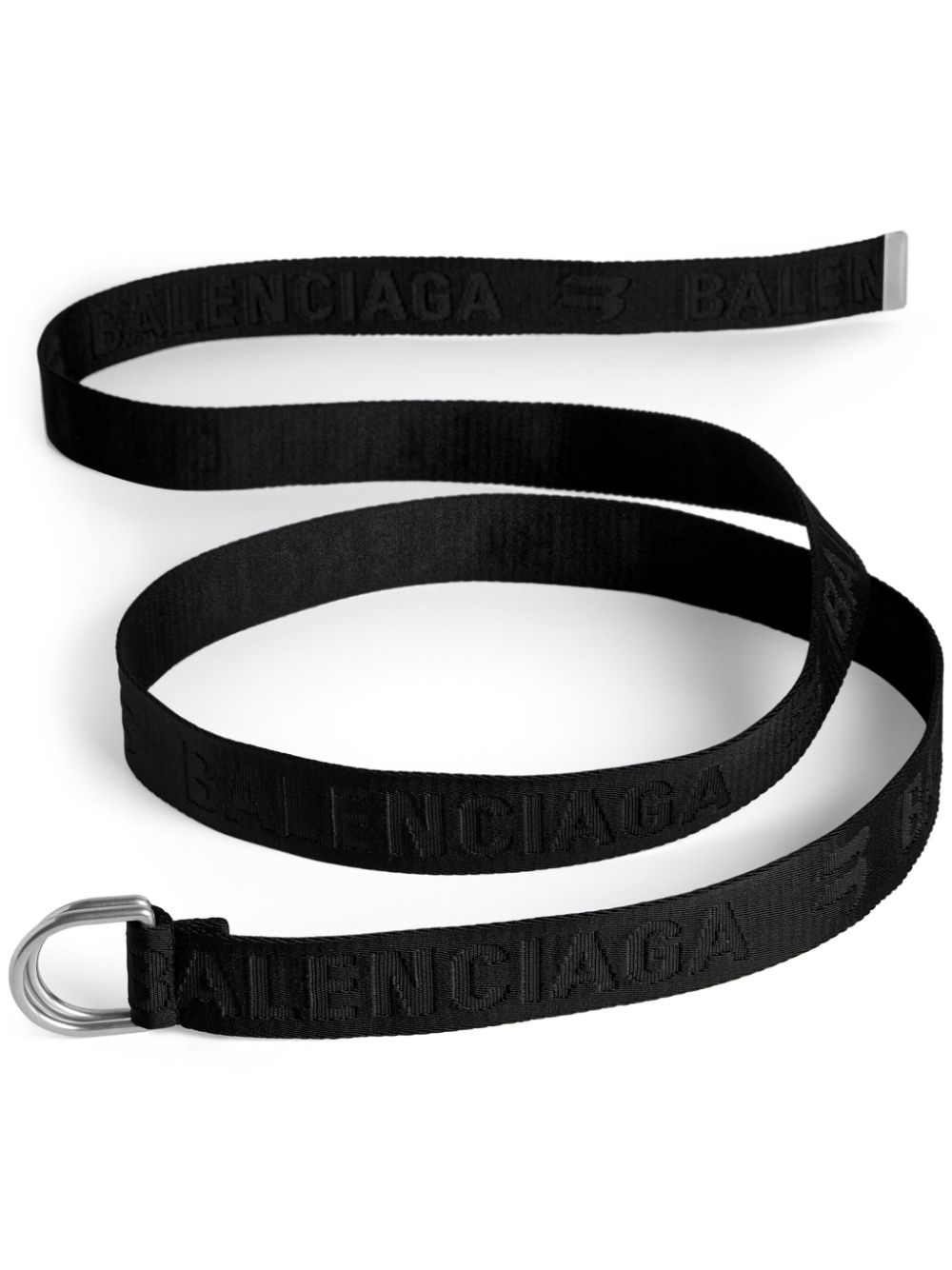 Balenciaga D-ring Logo-jacquard Belt In Black