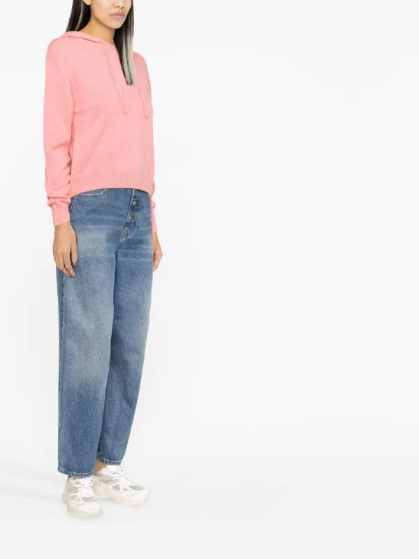 Sporty Rich logo-embroidered Cashmere Hoodie Pink FARFETCH AU