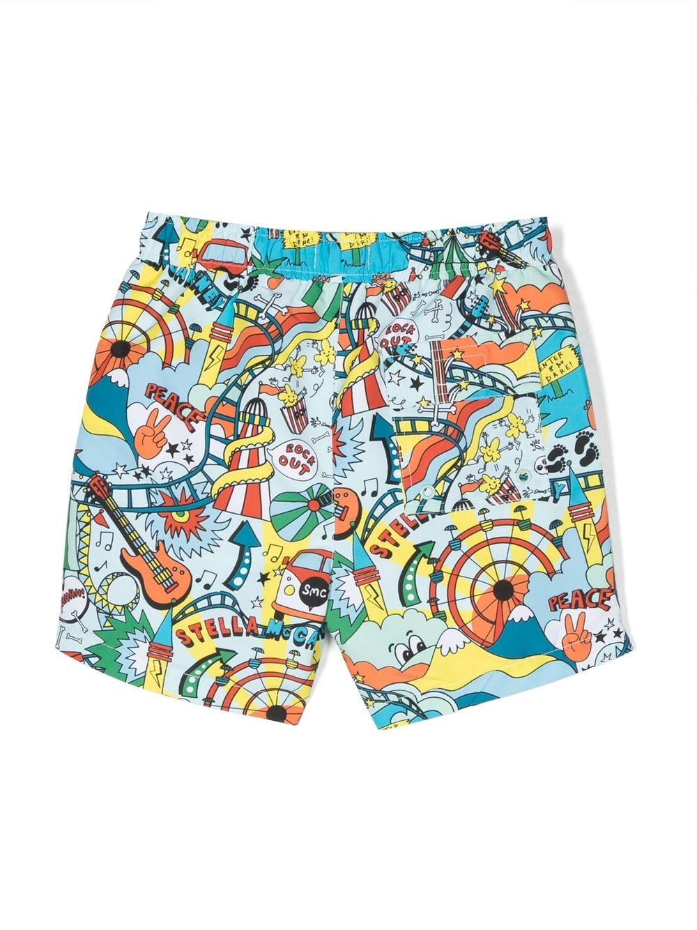 Shop Stella Mccartney Graphic-print Swim Shorts In Blue