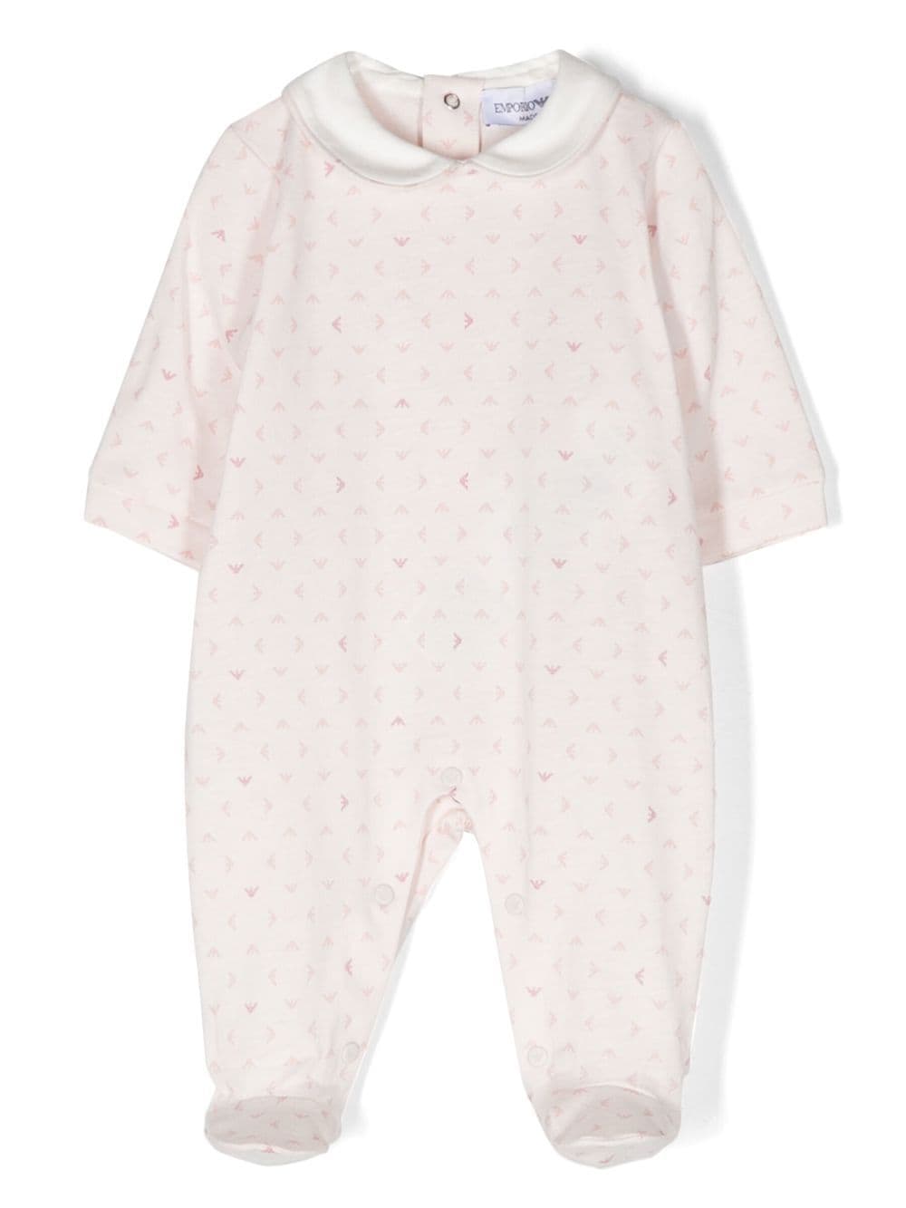 Emporio Armani Babies' Monogram-print Cotton Bodysuit In 粉色