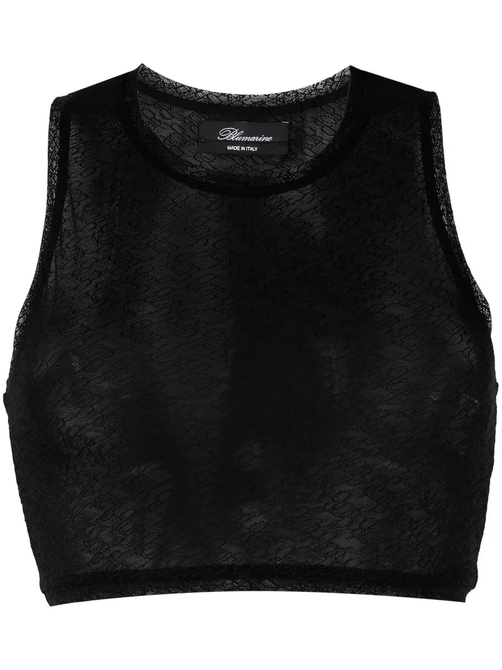 

Blumarine top corto con motivo del logo - Negro