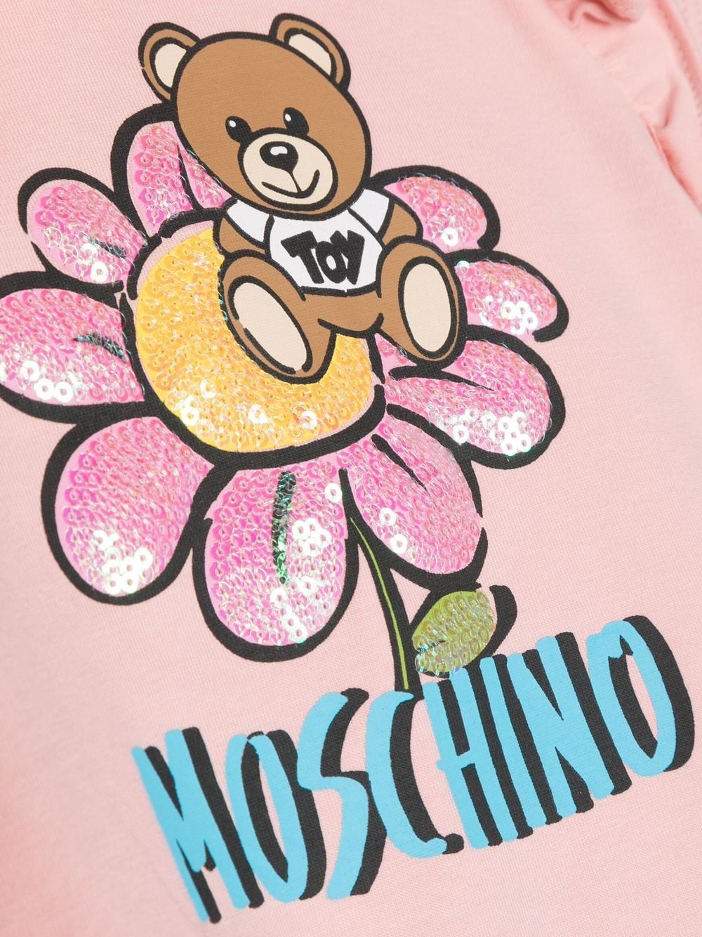 Shop Moschino Sequin-embellished Logo-print Romper Set In Pink