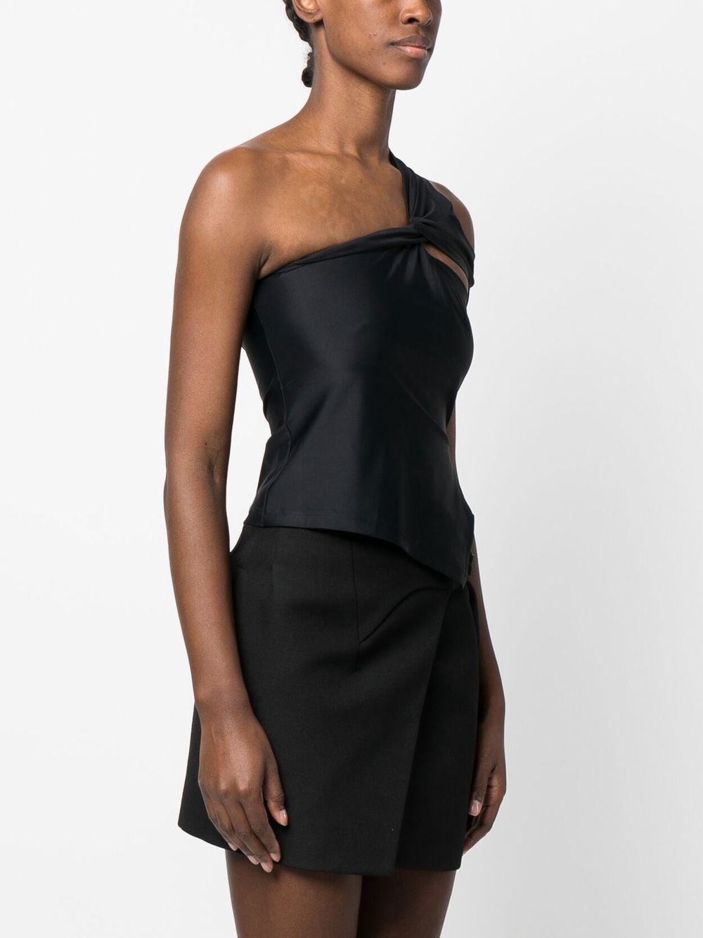 Shop Courrèges One-shoulder Cut-out Top In Schwarz