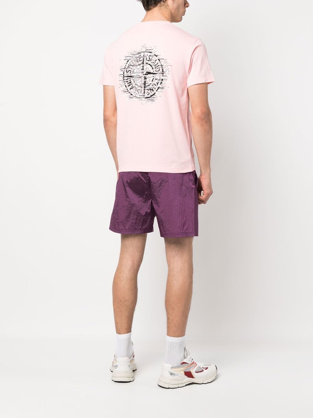 Shop Stone Island Logo-print Cotton T-shirt In Pink