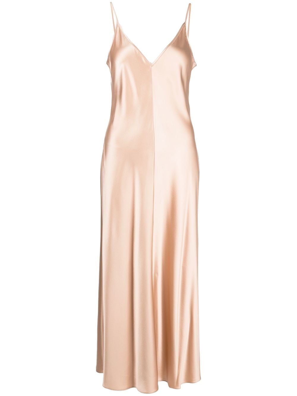Shop Voz Satin V-neck Slip Dress In Gold