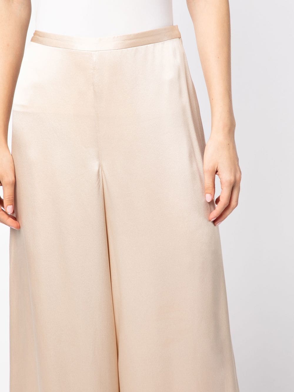 Shop Voz Wide-leg Cropped Culotte Trousers In Neutrals