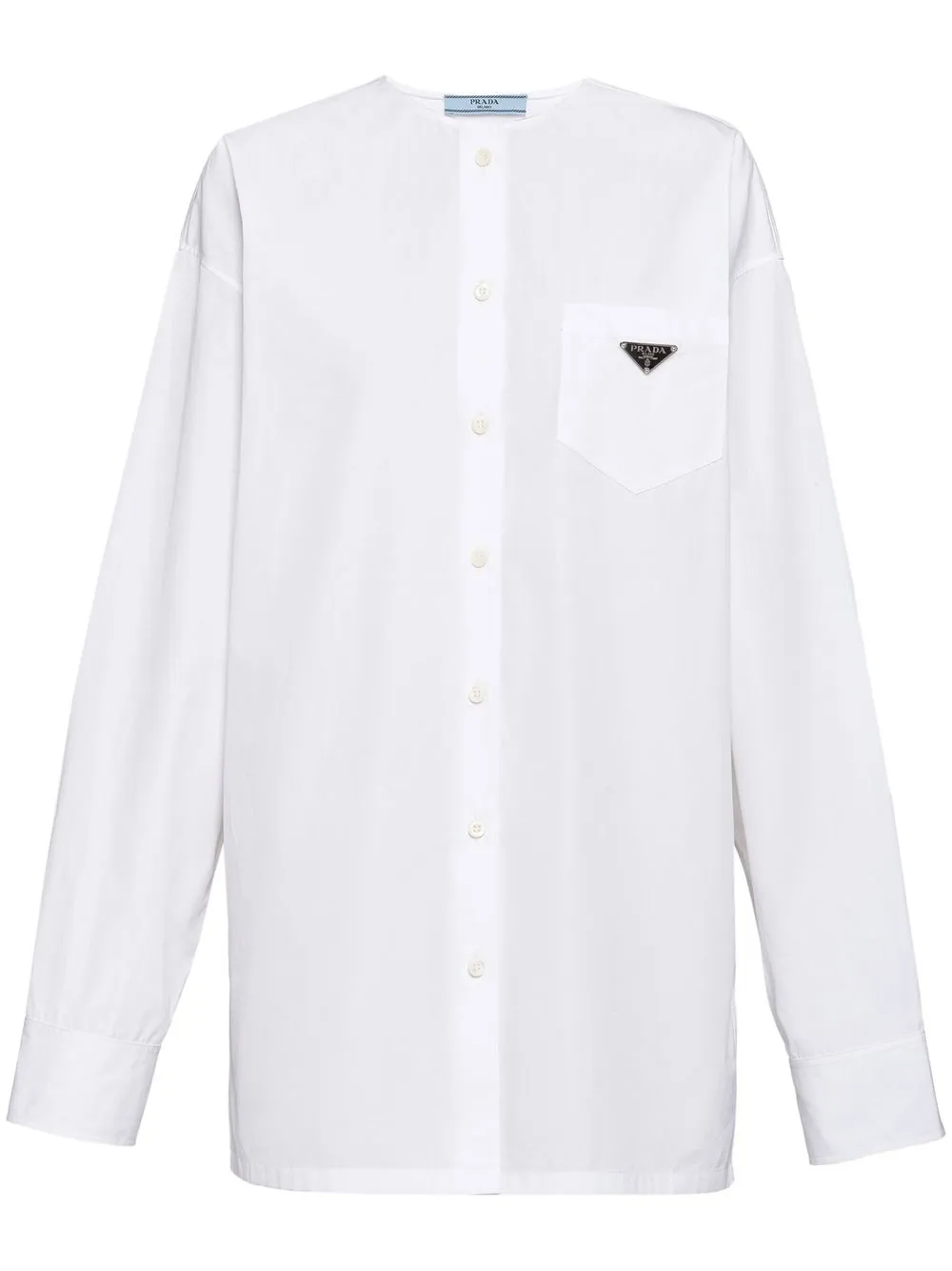 Prada Collarless Poplin Shirt - Farfetch