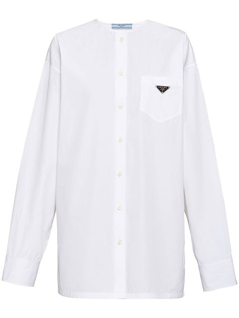 Prada collarless poplin shirt