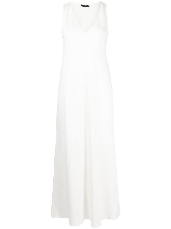 white v neck maxi dress