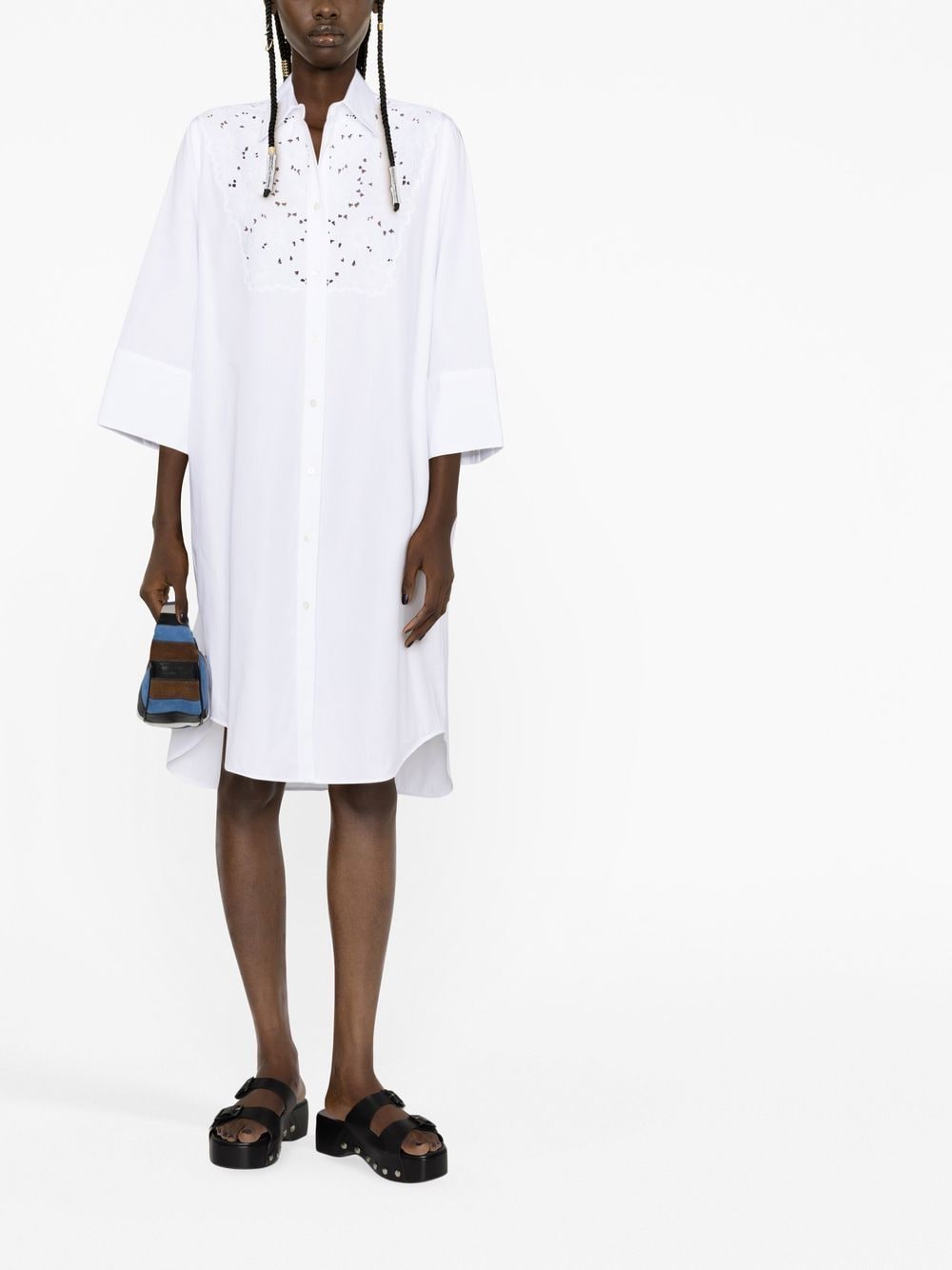 Shop P.a.r.o.s.h Broderie-anglaise Shirt Dress In Weiss